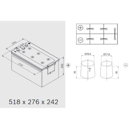 Μπαταρία BOSCH 0092LE0010 EFB 240AH 1200A(EN) 2880Wh - Image 2