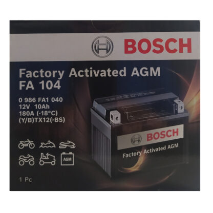 Μπαταρία Moto BOSCH AGM 0986FA1040 FA104 YTX12-BS 10AH 180A - Image 2