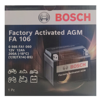 Μπαταρία Moto BOSCH AGM 0986FA1060 FA106 YTX14-BS 12AH 200A - Image 2