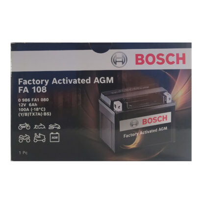 Μπαταρία Moto BOSCH AGM 0986FA1080 FA108 YTX7A-BS 6AH 100A - Image 2