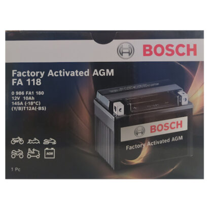 Μπαταρία Moto BOSCH AGM 0986FA1180 FA118 YT12A-BS 10AH 145A - Image 2